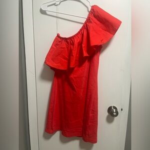 a new day Coral One-Shoulder Ruffle Dress